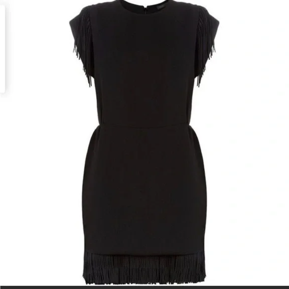 Maje black RENATA fringe dress - Picture 1 of 7